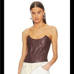 Miaou Leia Corset Top Vegan Leather NWT in Brown